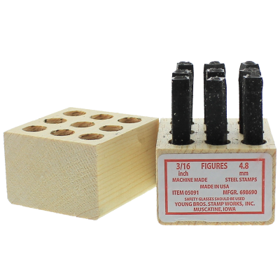 3/16" x 5/16" x 2-7/16" Steel Stamp Number Set