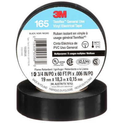 3M™ Temflex™ 165 Black Vinyl Electrical Tape 3/4" x 60'