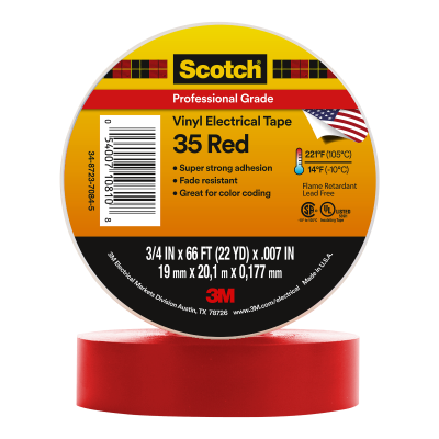 3M™ Electrical Tape — Scotch Premium Colored Vinyl, Red