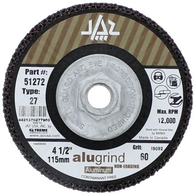 4-1/2" x 5/8"-11 40 Grit Type 27  Alugrind Flap Disc for Aluminum