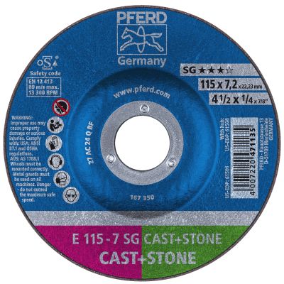 Pferd 4-1/2" x 1/4" x 7/8" Type 27 Depressed Center Grinding Wheels For Masonry