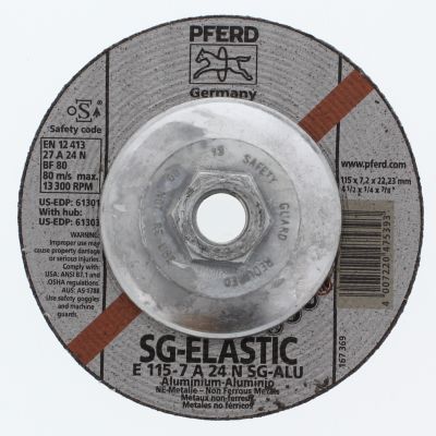 Pferd 4-1/2" x 1/4" x 5/8"-11 Type 27 Depressed Center Grinding Wheels For Aluminum
