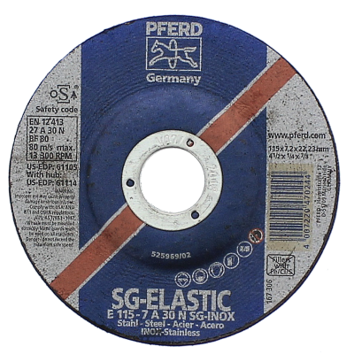 Pferd 4-1/2" x 1/4" x 7/8" Type 27 Depressed Center Grinding Wheels For Stainless Steel