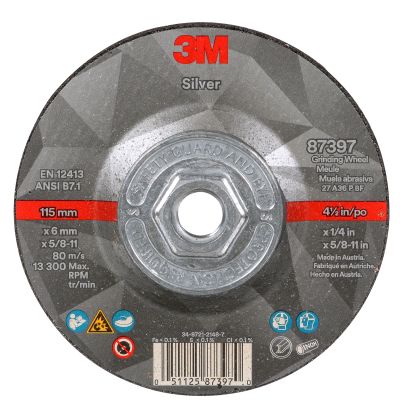 3M™ 87397 Silver Type 27 Grinding Wheel 4-1/2" x 5/8"-11