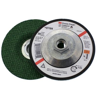 3M™ 4-1/2" x 1/8" x 5/8"-11 Type 27 Green Corps™ Flexible Grinding Wheel