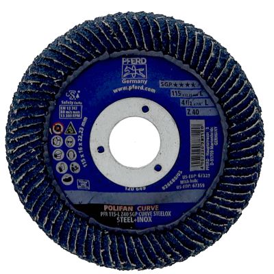 Pferd 67339  4-1/2" x 7/8" 40 Grit Polifan Curve Flap Disc