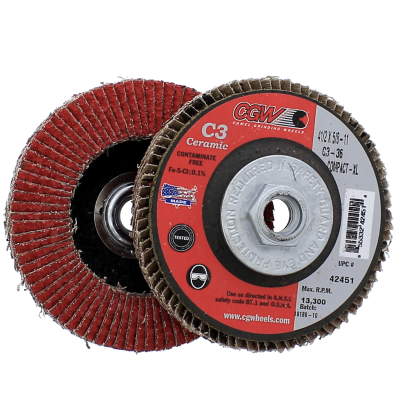CGW 42451 4-1/2 x 5/8-11 36 Grit Hybrid C3 Ceramic XL Flap Disc