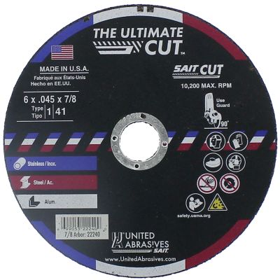 Sait Ultimate Cut 22240 6" x .045" x 7/8" Type 1 Cut-Off Wheel for Metal|Stainless|Aluminum