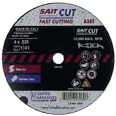 Sait 23069 4" x .035" x 3/8" Type 1 Cut-Off Wheel for Metal & Stainless