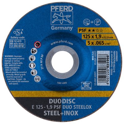 5" x .065" x 7/8" Type 27 Combination Cut & Grind Wheel for Ferrous Metals