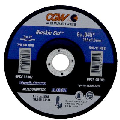 6" x .045" x 7/8" Type 27 Cut-Off Wheel for Steel/Stainless Steel