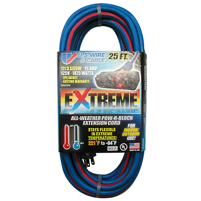 100 Ft All Weather Extension Cord - Stays Flexible in Extreme Cold & Hot  Temperatures from -58°F to +221°F - 12/3 SJEOW Heavy Duty Lighted Outdoor  Extension Cable, Extension Cords -  Canada