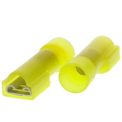 12-10 AWG Yellow Nylon Fully Insulated (.250"/6.35 mm) Female Quick Connectors, 50/PKG