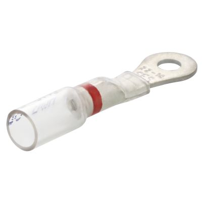 #6 Stud 22-18 AWG Red Crystal Clear Heat Sealed Ring 25/PKG