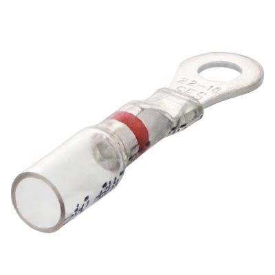 #8 Stud 22-18 AWG Red Crystal Clear Heat Sealed Ring 25/PKG