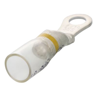 #10 Stud 12-10 AWG Yellow Crystal Clear Heat Sealed Ring 25/PKG