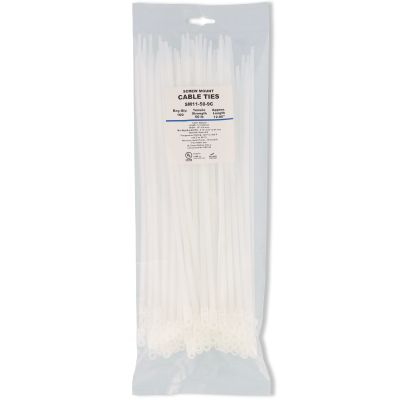 11" 50 lb Nylon Cable Tie with #10 Mounting Hole -Natural 100/PKG