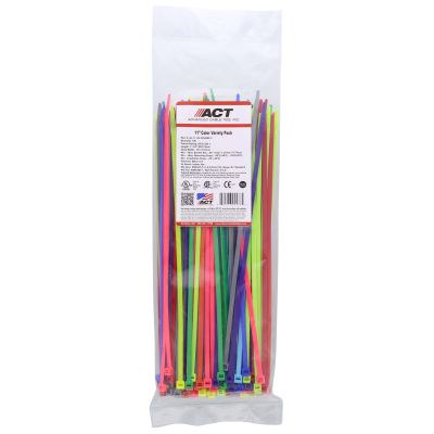 11" 50 lb Nylon Tie Wraps Color Variety Assortment 100/PKG