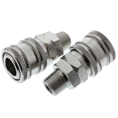 3/8" B Series Industrial Coupler — Stainless Steel — 3/8" Male NPT