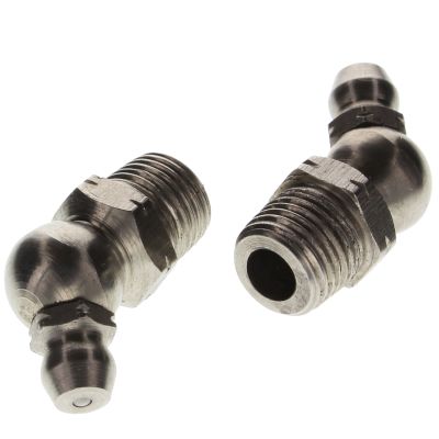 1/8" - 27 NPT 63/64" 45° Stainless Steel Grease Fittings, 10/PKG