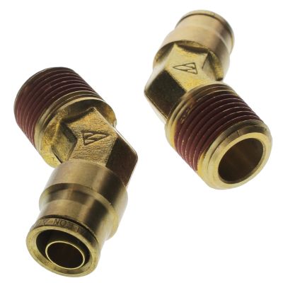 1/2" T x 1/2" NPT D.O.T. Air Brake Brass Fitting for Nylon Tubing (Push-In) - 45 Male Elbow