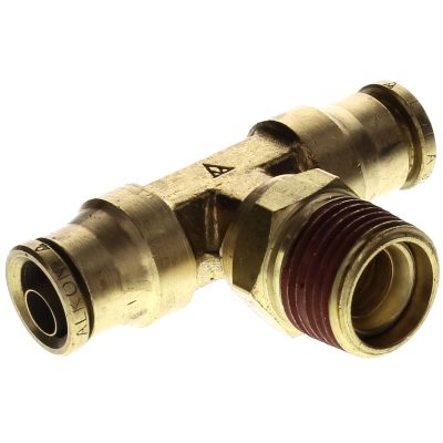 1/4" T x 1/8" NPT D.O.T. Air Brake Brass Fitting for Nylon Tubing (Push-In) Male Branch Tee Swivel
