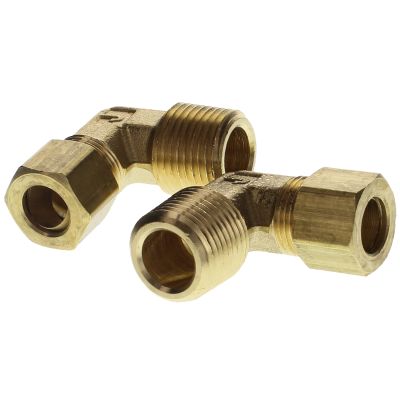 1/2" T x 1/2" NPT Compression Brass Fitting - 90   Male Elbow (Tube to Male Pipe)