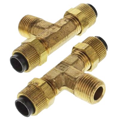 1/4" T x 1/4" NPT Poly-Tite Brass Fitting for Low Pressure Tubing (not D.O.T.) - Male Branch Tee