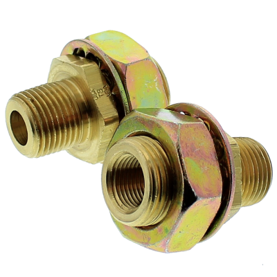 1/2" MNPT x 3/8" FNPT x 1.9" L Brass Pipe Fitting — Bulkhead