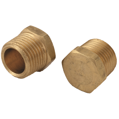 1/2" Brass Pipe Fitting — Hex Head Plug
