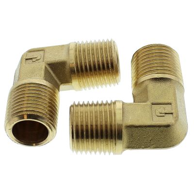 1/2" MNPT x 1/2" MNPT Brass Pipe Fitting — 90º Elbow (Male Pipe to Male Pipe)