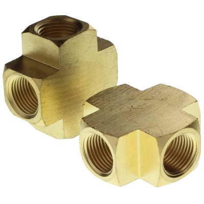 1/2" Brass Pipe Fitting — Cross (Female Pipe)