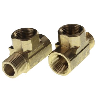 1/4" Brass Pipe Fitting — Street Tee (Female Pipe to Female Pipe to Male Pipe)