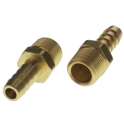 1/2" H x 3/8" NPT Hose Barb Brass Fitting - Hose Barb to Taper Male Pipe