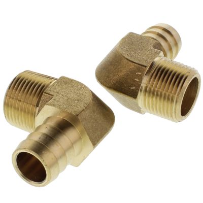 1/2" H x 3/8" NPT Hose Barb Brass Fitting - Hose Barb 90   Elbow