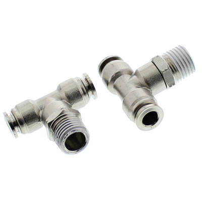 1/2" x 1/2" Nickel Plated Brass Push-In Male Branch Tee (Tube to Male Pipe)