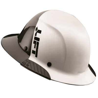 Lift HDF50C-19WC Black/White DAX Carbon Fiber Full Brim Hard Hat 6 Pt Ratcheting