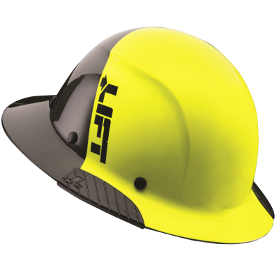 Lift HDF50C-19HC Yellow/Black DAX Carbon Fiber Full Brim Hard Hat 6 Pt Ratcheting