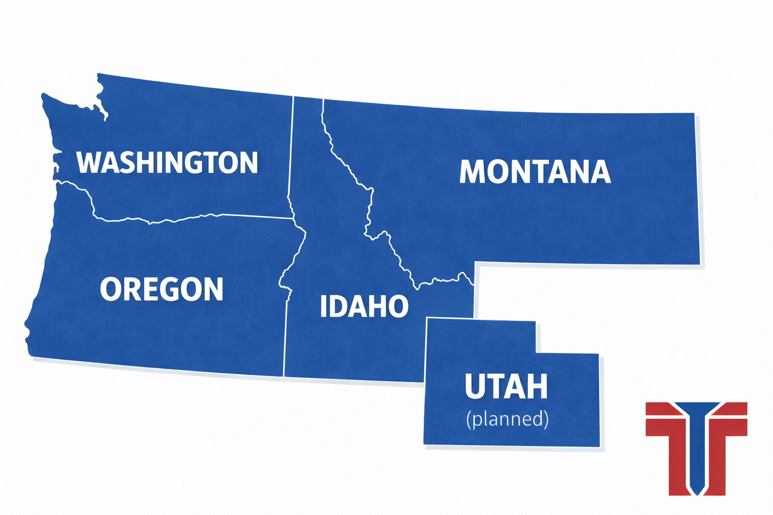 Map of Tacoma Screw Products Locations in 5 States