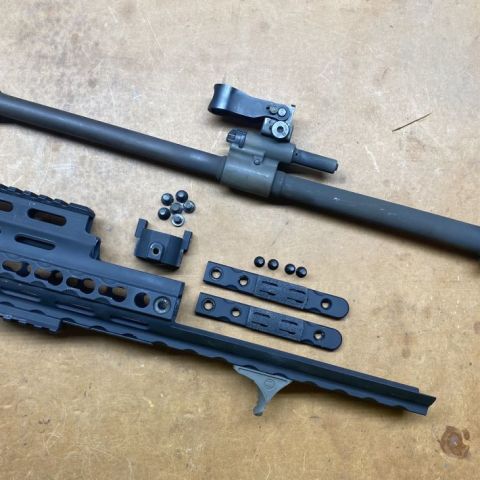 Scar Midwest Rail Extension with Railscales handstop, and scar 16 barrel with Surefire Muzzle Break