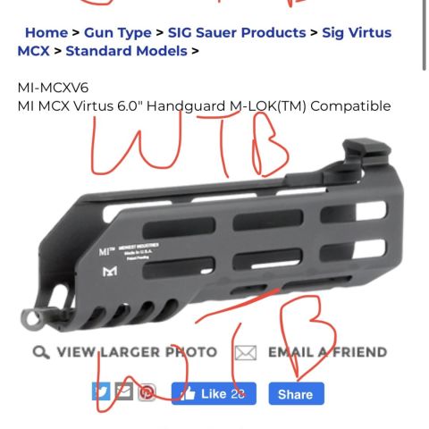 WTB Midwest 6” MCX Virtus Handguard 