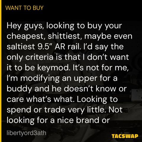 WTB your cheapest 9.5” rail 
