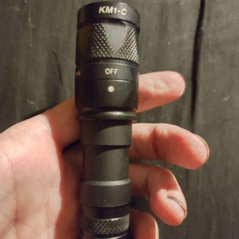 M300V Scout, Arisaka body, SF Z68 clicky tailcap, KM1-C head. IR and white light both work great, mode selection is still smooth, not sticky at all. No mount. I've got a brand new black UE tailcap and SU tape I'd let go (instead of the Z68) for $70 extra.