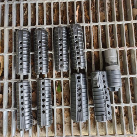Colt shiny 6-hole CAR handguards, 6520 takeoffs. Perfect for early 90's (and older) retro clone builds. 1 set still available (8/31/21) OG 90's era Surefire M500a is in good shape, and functional, with all the rubber intact on the buttons.