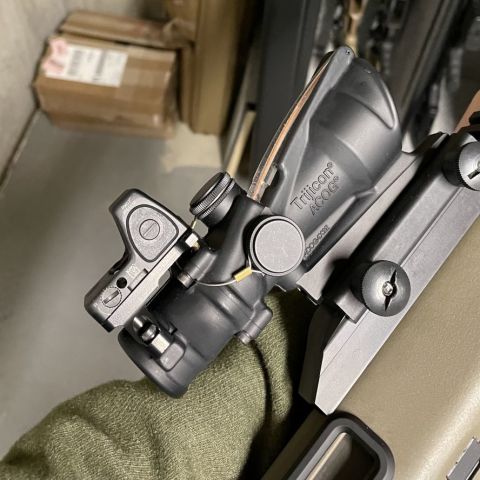 Trijicon RMR Type 2 RM07 Black. This is the adjustable version with a 6 MOA dot. Everything works as it should, dot is bright at crisp. There is one tiny little mark on the body that you can barely see, and the glass is perfect. I don’t have the box. I can include the ACOG mount too for $40 extra. 