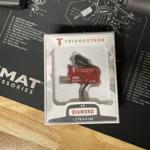 LNIB Triggertech Diamond for AR10’s. I mounted it in my gun and used it for about 10 rounds, it’s an amazing trigger, light, crisp, no grit, it’s just not for me. Comes with everything from factory, manual, wrench’s, and pins.