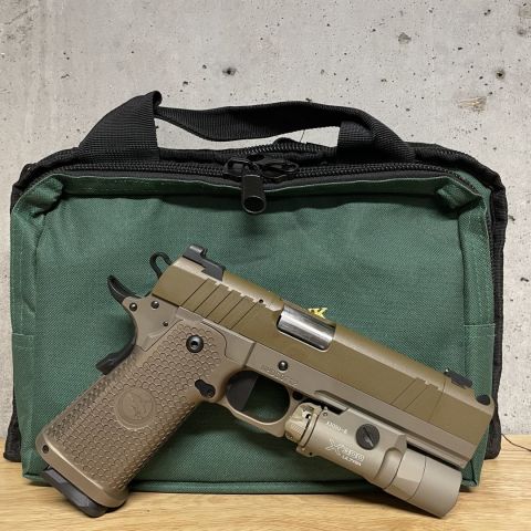 Nighthawk Sandhawk (Similar to TRS Comp) with factory IOS cut and optic mounting plate compatible with RMR and DPP pattern optics. Includes all factory paperwork, test targets, tools, and 9 recoil springs. One 17 and one 21 round magazine is included. Surefire X300 is included as well. Please text 775-843-2075 for more pictures. 