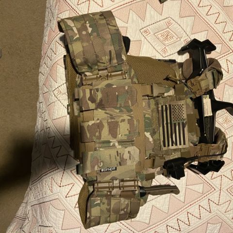 Shaw concepts arc v1 with Dfndr placard and shoulder pads