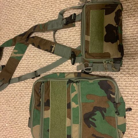 New  unused Haley Strategic Micro Chest Rig and FlatPack Plus in M81 Woodland