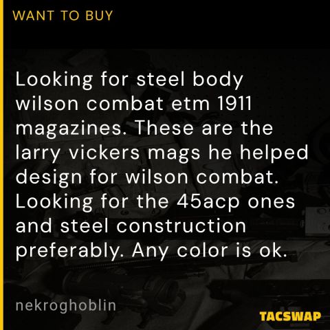 WTB wilson combat vickers mags